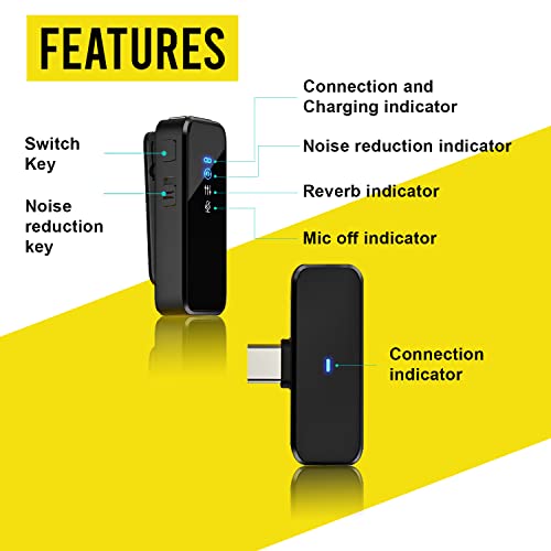 Wireless Lavalier Microphone, 40M (130 Ft.) Range, 9-Hour Battery, Noise Cancellation, Wireless Microphone For Pc, Android, Record Interview, Vlogs, Youtube #TOP6