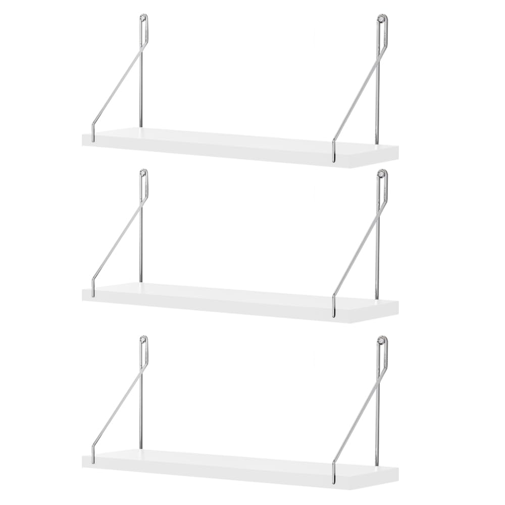 40 cm x 20 cm, mensole galleggianti in legno bianco, mensole per camera da letto, bagno, mensole per libri per soggiorno, set di 3
