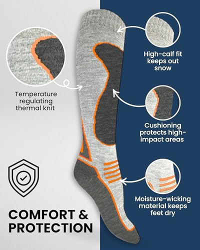 Threadco Mens Ski Socks (4-Pack) | Long Mens Thermal Socks For Skiing, Snowboarding, Walking | Anti-Blister High Performance Winter Socks | Men's Dark Mix Uk 6-11 | - 4