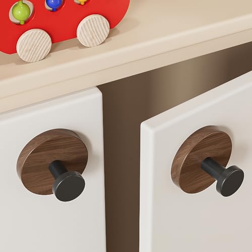 Image of House of Quirk Wall Mounted Adhesive Hooks - Set of 4 Heavy Duty Multipurpose Hooks for Towels, Robes, Hats, Clothes, Keys, Jackets, Bags (Brown)