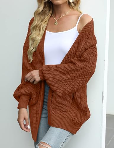 Image of MEROKEETY Long Sleeve Oversized Cardigan Sweaters for Women | Fall Winter Sweaters, Open Front, Chunky Knit, 2026 Casual Work Outerwear with Pockets