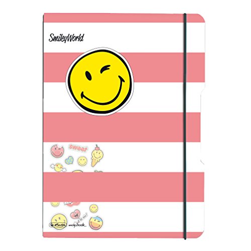 Herlitz Cahier de notes Flex Motif Smileys, 40 pages, format A4 Ligné À carreaux Smiley World Girly