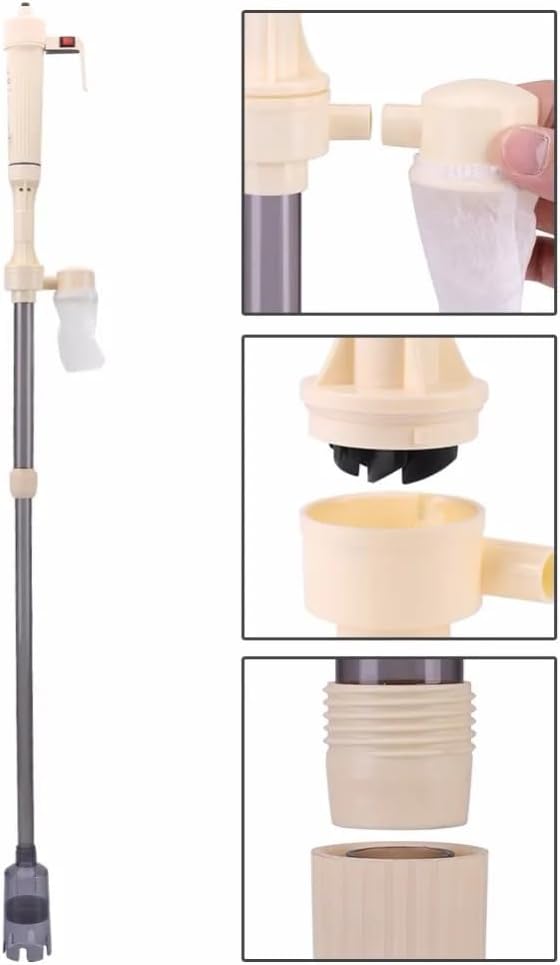 HEPBAK Battery Powered Aquarium Gravel Cleaner Fish Tank Siphon Water Change Cleaning Tool Gravel Cleaning