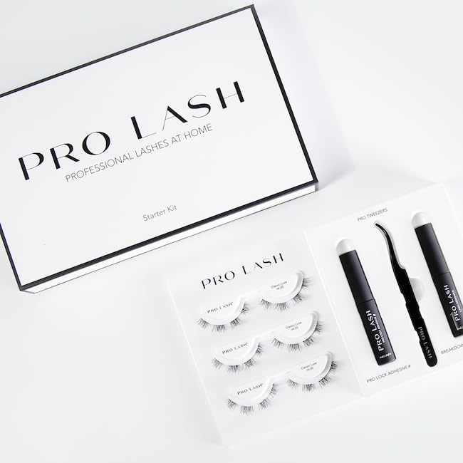 Kit de inicio de pestañas Pro Lash  Pestañas de estilo profesional en casa  Resistente al agua  Dura hasta 10 días con el sistema adhesivo ProLock