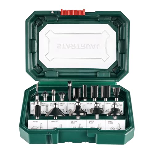 STARTRUAL 15-Piece Router Bits Set, 1/4 Inch Shank, Woodwork Tools for Professional and Beginners Carpenter