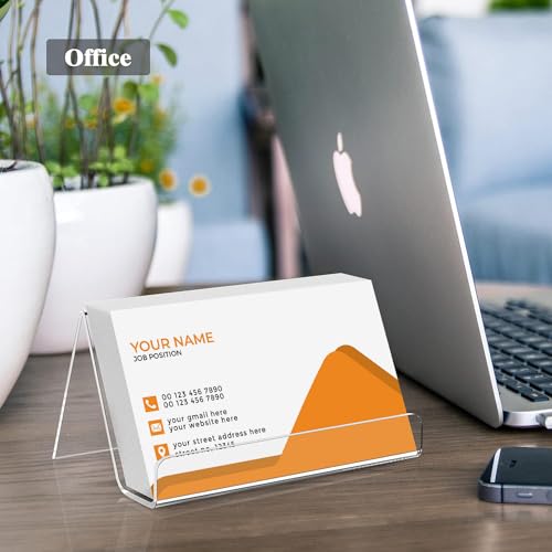 Image of MaxGear Business Card Holder for Desk Acrylic Business Card Display Holders Clear Business Cards Holder Stand 3 Pack Desktop Plastic Name Card Organizer, Capacity: 50 Cards
