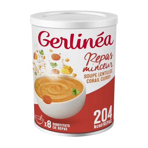 GERLINÉA Soupe Lentilles Corail Curry – Substitut de Repas Minceur Riche en Protéines – 13 Vitamines10 Minéraux – Faible en Graisses Saturées – 8...