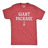 Crazy Dog Tshirts - Mens Giant Package Tshirt Funny Christmas Party Sarcastic Dick Joke Novelty tee (Heather Red) - L - Camiseta Divertidas