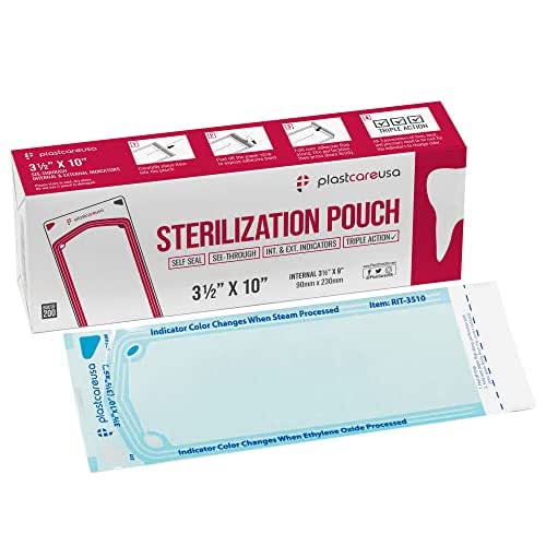Self Sealing Sterilization Pouches 3.5" x 10" - Latex-Free, Color