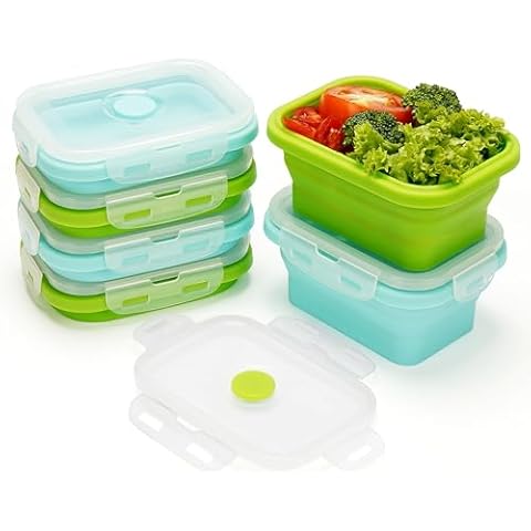 Kurtzy 6 Pack Collapsible Silicone Food Containers Cover