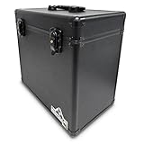 Gorilla LP50 12" Vinyl Record Storage Box Case (All Black) with Free Cleaning Cloth - Image 3
