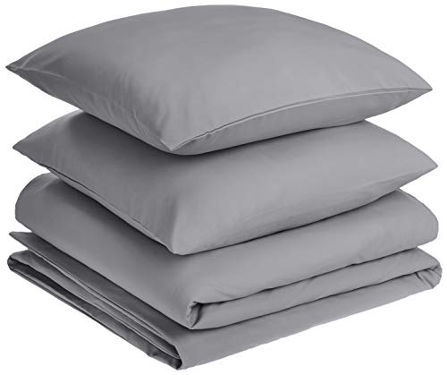 Amazon Basics - Set con copripiumino in microfibra di prima qualità, 240 x 220 cm   80 x 80 cm, grigio scuro