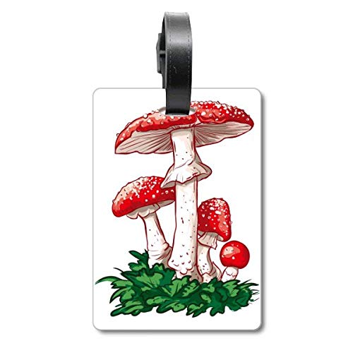Étiquette de valise champignon rouge pour bagage de voyage