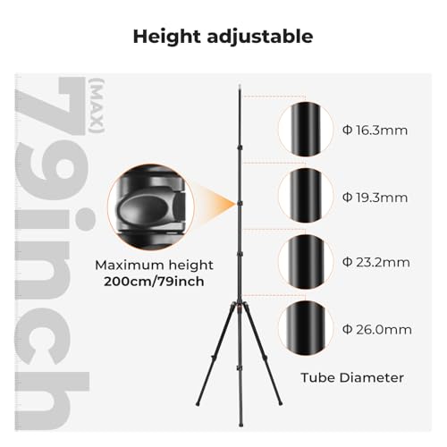 K&F CONCEPT Extendable Photography Stand, 6.5ft Aluminum Tripod, 1/4" Screw - image 7