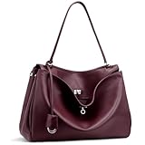 hedexe Genuine Leather Tote Bag for Women: Fashion Shoulder Handbag Ladies Top-handle Satchel Purse for Ladies (X Large Burgundy)