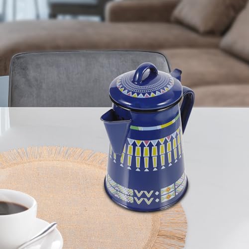 Bouilloire en Émail 1,2l Thé Café Matin Vin Chaud Style Rustique Bleu - 6