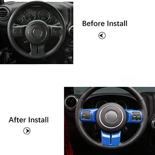 Jecar Blue Interior Steering Wheel Decoration Trim Kits For Jeep Wrangler 2011-2017 Jk Unlimited Patriot Compass & Grand Cherokee 2011-2013 #TOP4