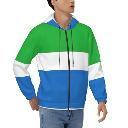 Sweat à capuche drapeau Sierra Leone pour homme en coupe décontractée