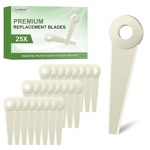 FourShow 25Pcs Plastic Blades for STIHL Grass Trimmer Polycut 5-3 6-2 6-3 7-3 10-3 20-3 40-3 41-3