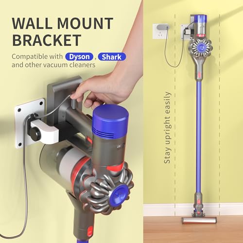 Image of Shark Vacuum Cleaner Wall Mount with Clip Mini Shark Cordless Vacuum Stand Compatible for Shark IX141 IZ562H IZ682H IZ361H IZ462H IZ163H IZ363HT IZ483H and V7 V8 V10 V11 V12 V15 (White+Clip)