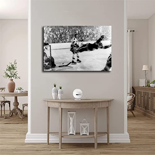 Bobby Orr The Flying Goal Art Hockey Greats Canvas Art Poster And Wall Art Picture Print Modern Family Bedroom Decor Posters (Framed,24×36Inch) #TOP3