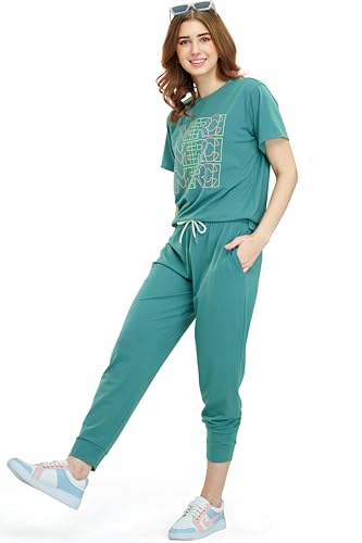 Image of ZEYO - Women's Cotton Typography Printed Night Suit Set of Top & Pajama Set