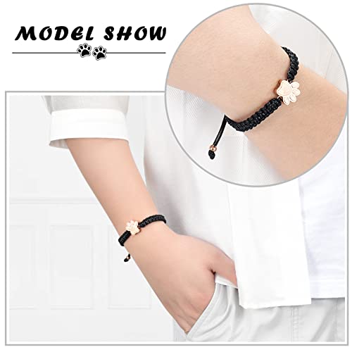 Constantlife Cremation Bracelet For Pets Ashes - Dog Paw Pendant Bangle Stainless Steel Memorial Urn Jewelry (Black Rope-Rose Gold) #TOP3