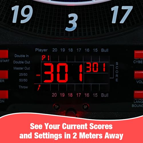 Electronic Dart Board with LED Sidelamp, Laser Toe Line, Digital Electronic Soft Tip Dartboard Set, Over 350 Variations, Suitable for Batteries/Adapters (Orange - Side Lights) by WIN.MAX - Image 6