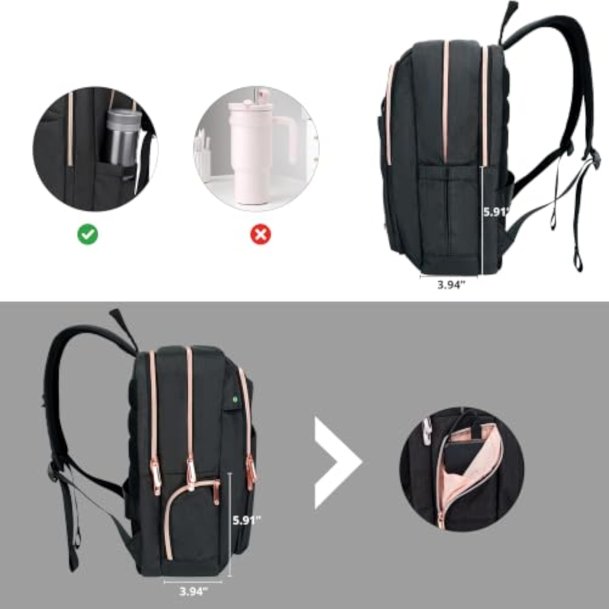 Design Laptop Backpack for Women with USB Charging Port