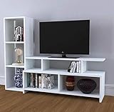 HEERA MOTI CORPORATION Open Multi Functional White Finish L Shape Tv Stands Furniture Tv Unit (Finish :- pre- laminted Matt)
