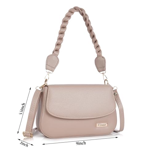 Image of FIAGO Women's Stylish Crossbody Sling Bag, Faux Leather, Braided Strap, Flap Closure, Casual Fashion Shoulder Purse