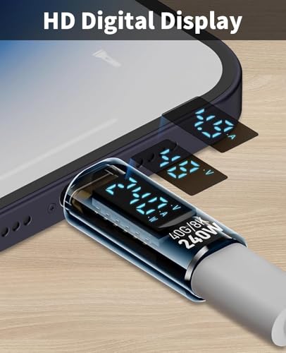 Image of ETZIN 240W USB C Extension Adapter with Digital Display, 40Gbps USB C Male to Female Adapter,Type C Ada-pter Support 8K@60Hz for Thunderbolt 15 Pro More C Cables /Devices Blue