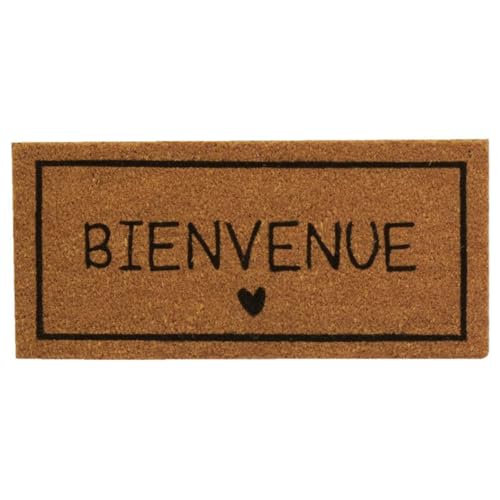AUBRY GASPARD - Paillasson Coco Naturel et Noir - Imprimé Bienvenue - Antidérapant Envers Latexé - 55 x 25 x 1.5 cm - Idéal Entrée - Fibres Solides et...