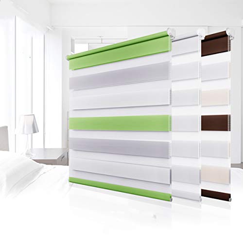 Homland Store Enrouleur Jour et Nuit sans Perçage, pour Fenêtres et Porte -Double Tissu Rideaux Jour Nuit Inclus Kit de Montage pour Chambre, Salle de Bain, Salle à Manger - Blanc - 80x150cm (LxH) Cover