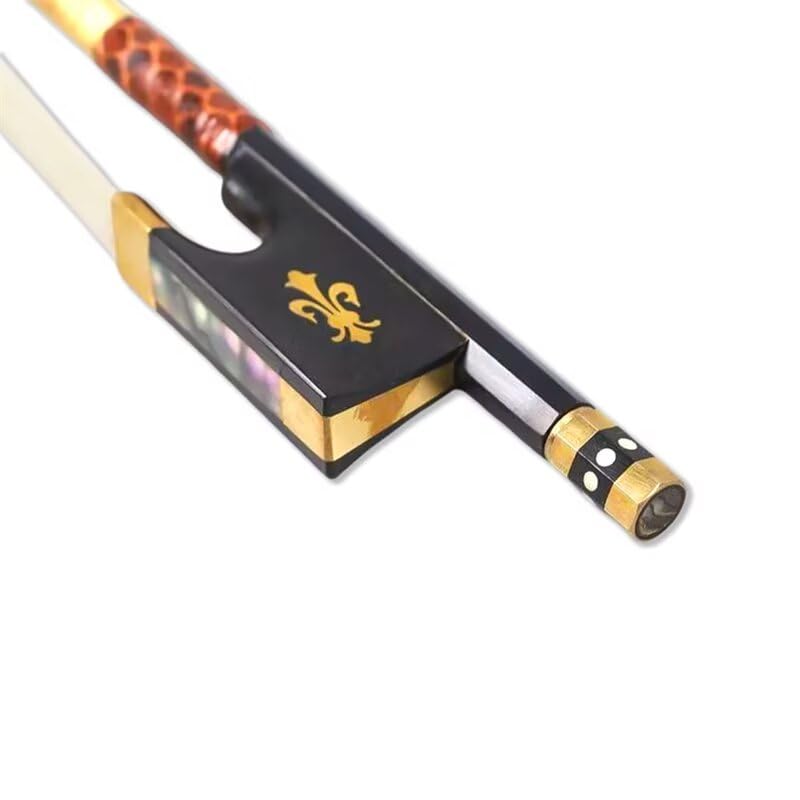 Vetimobato Professional 4/4 Full size Carbon fiber Violin bow White Horsehair Violin Bow, Flower Inlay Ebony Frog