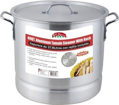 Bene Casa Aluminum Stock Pot with Steamer Rack and Lid
