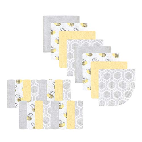 Image of Luvable Friends Unisex Baby Super Soft Bundle Washcloths, Bee, One Size