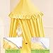Akiky Kids Bed Canopy for Crib & Twin Size with Ruffles Dreamcatcher, Boys Princess Girls Nursery Room Decor Toddler Baby Dome Round Hanging Tent Curtains Skirt Over Bed Reading Nook Play Yellow