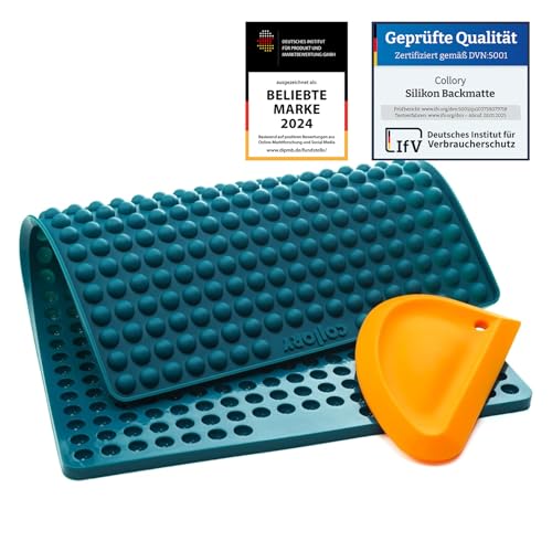 Collory® mini Halbkugel (1cm) Silikon Backmatte und Teigschaber Set zur Herstellung von Hundekekse und Hundeleckerlies DIY, Katzen Leckerli, Hitzebeständig & Antihaftend, Lebensmittelecht BPA-frei