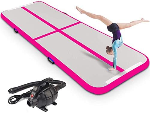 Inflatable Gymnastic Mat Air Track Tumbling Mat with Pump Air Floor Practice Gymnastics Cheerleading Tumbling Martial Arts for Home Use, Beach, Park and Water