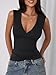 Imily Bela Women's Sexy Plunge Deep V Neck Going Out Tank Top Summer Sleeveless Slim Fitted Workout Tops Black