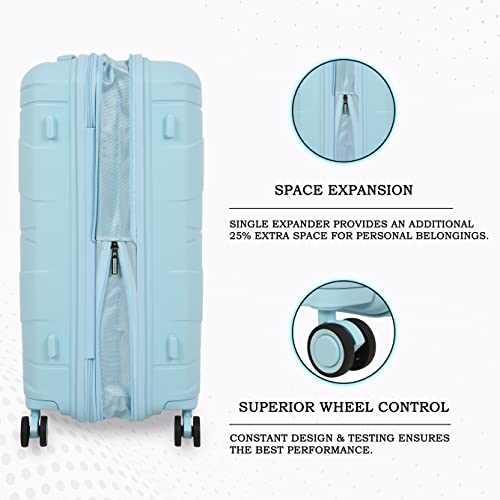 Image of it luggage-Momentous -20 inches PP Hardsided Fashion Luggage Cabin Trolley with Padded Laptop Section 8 Wheel with TSA Lock & Wet Pouch Inside (Crystal Sky Blue)