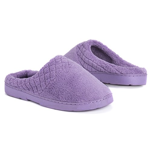 MUK LUKS Women's Micro Chenille Trimmed Clog Slippers-Blue3