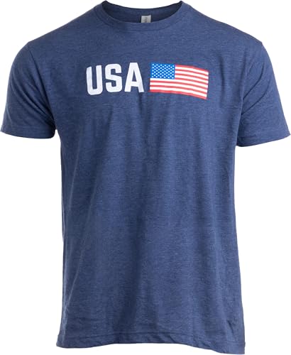 USA Tee Shirt - American Pride United States Patriotic T-Shirt for Men Women - (Adult,L) Navy Blue