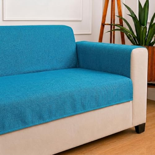 Image of STITCHNEST 'ComfyNest Series' 1 Seater Sofa Cover | Full Coverage with Armrest Pocket | Elegant Jute Fabric, Washable & Durable for Modern Living