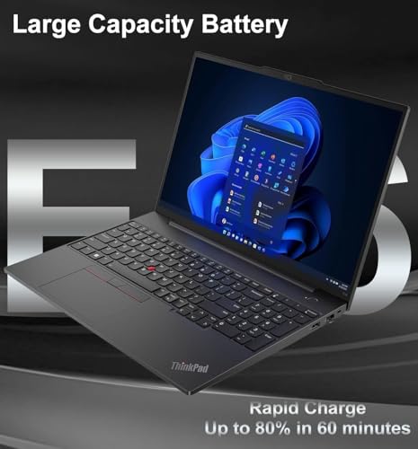 Image of Lenovo ThinkPad E16, 16 inch Touchscreen, Ultra 7 155U, 16GB DDR5, 512GB SSD | Business AI PC Laptop, FHD+ Anti-Glare, Intel 12-Core, Numeric Keypad, Webcam, Thunderbolt 4, Ethernet, Backlit, Win 11 Pro