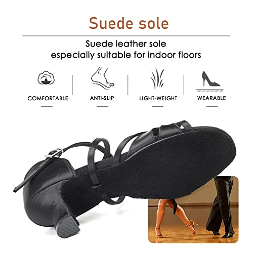 Women's Latin Dance Shoes Silk Satin Open Toe Professional Ballroom Tango Salsa Dance Practice Performance Dance Heels2