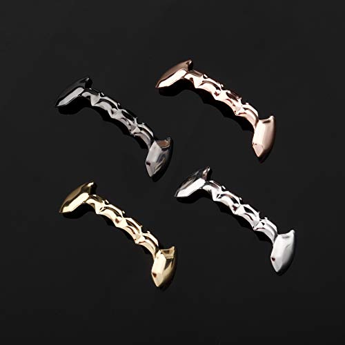 TOPGRILLZ Bottom Vampire Teeth Grills - 18K Gold Plated Slug Fang Grillz for Men & Women - Hip Hop Rapper Costume3