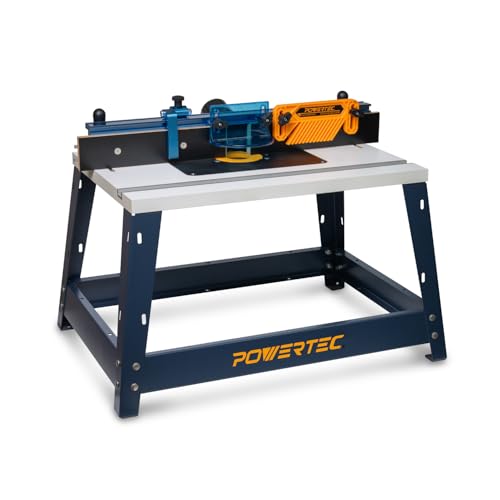POWERTEC Benchtop Router Table with Steel Stand and Adjustable Fence
