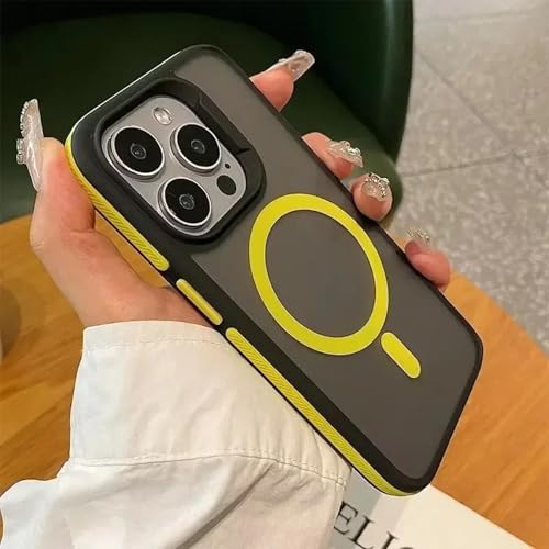 Coque iPhone 15 Pro Max antichoc mate jaune protection sans fil Qi